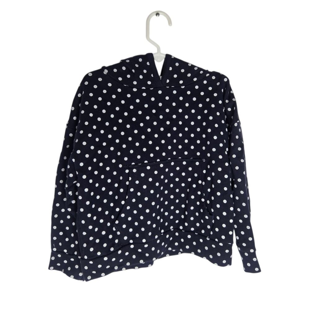 Petit Bateau Girls Hooded Sweatshirt Polka Dot Fall Cozy Navy Basics 6 Years